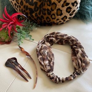 Faux Tortoiseshell hairpins set of 2 & fabric hairband updated listing